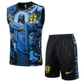 Brazil "Jesus" Blue Tank Top Set