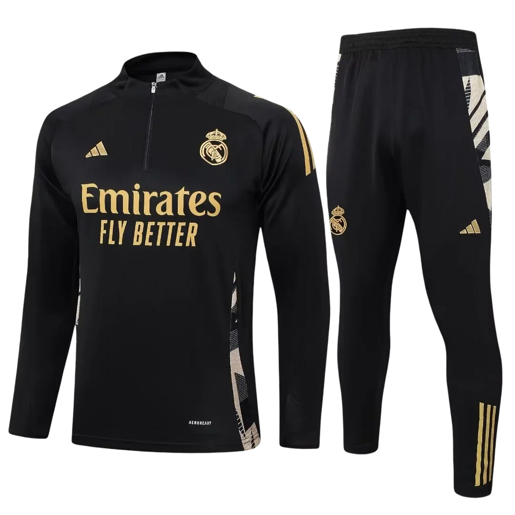 Real Madrid Black and Gold Tracksuit