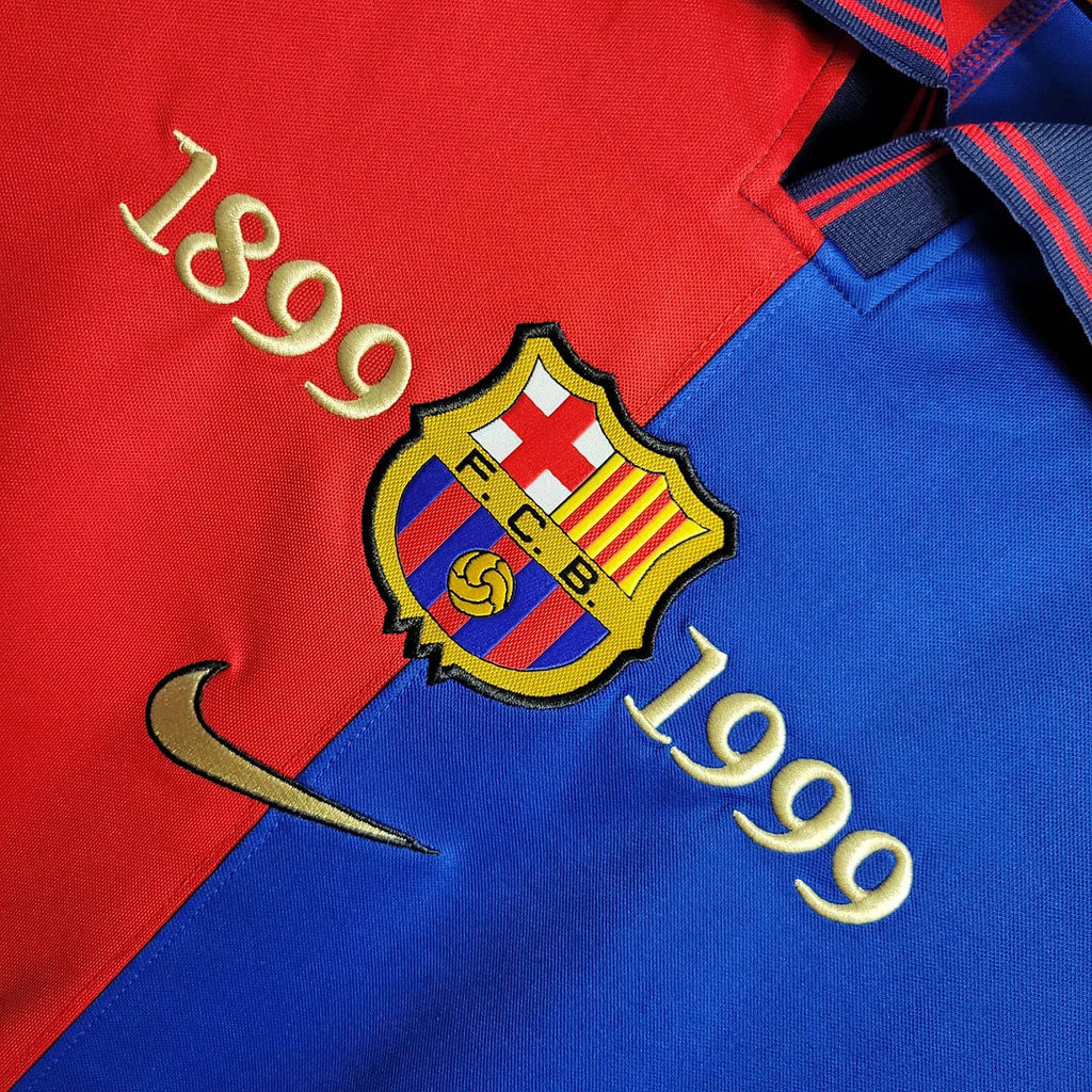 1999-2000 Retro Barcelona 100th Anniversary Home Jersey Long Sleeve